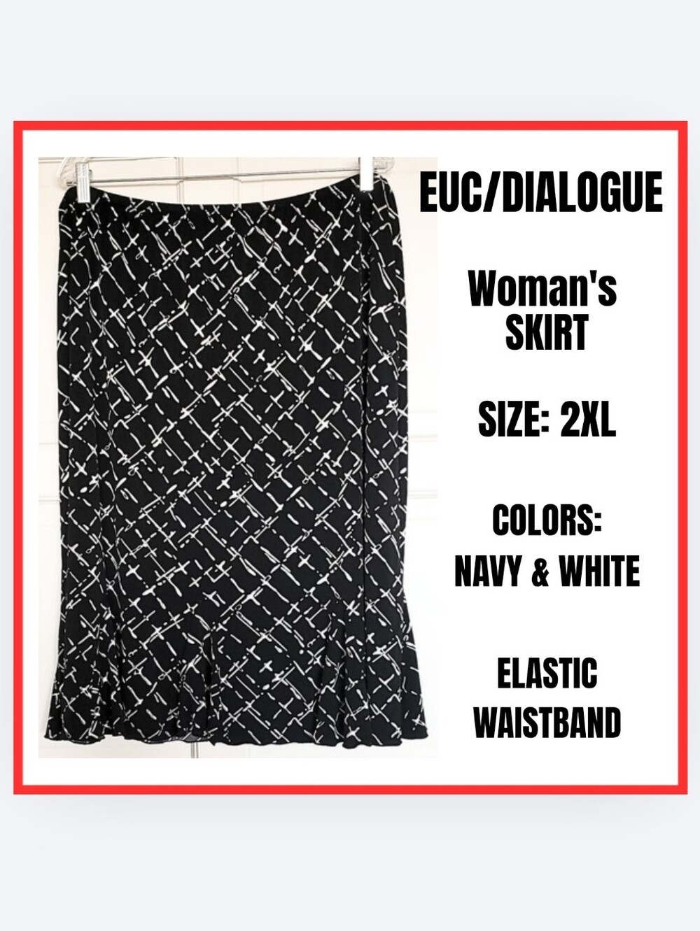 EUC / SKIRT / NAVY & WHITE / 2XL